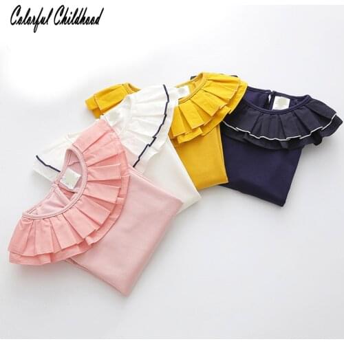 Girls Long Sleeve shirt fall Clothing Baby girls Sweatshirts Ruffles collar Children blouse for Kids Xmas Clothes 2-10Yrs