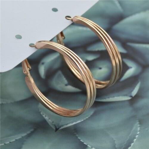 Hoop earrings for women Big circle Three-layer ear ring rose gold silver plated Trend Fashion wild personality Female Earrings