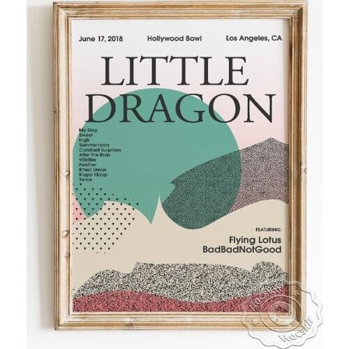 Swedish Electronic Music Band Little Dragon Gig Poster, Irregular Pattern Art Prints, Mid Century Modern Decorative Painting