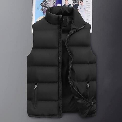 Sleeveless Stylish Stand Collar Men Vest Warm Men Vest Smooth for Daily Wear