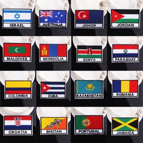 DIY Embroidered Stripe Patch France China Russia Turkey Romania Netherlands Austria Flag Tactical Military Army Applique Stripe