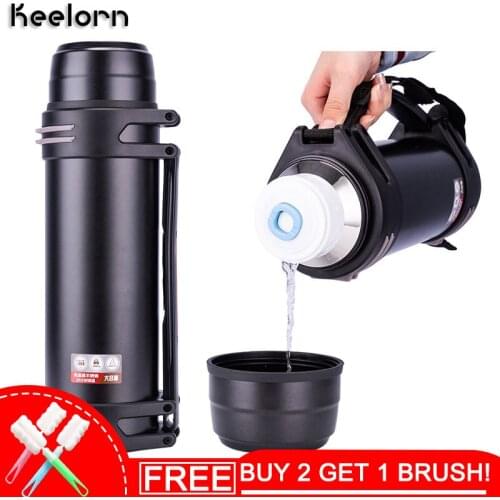 Keelorn 1600ml Travel Thermosflask Thermos Water Coffee Bottle Stainless Steel Coffee Cup Mug Heat Cold Preservation