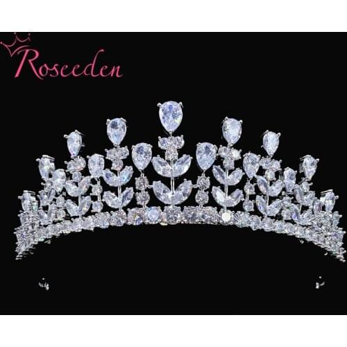 Cubic Zirconia Royal Bride Tiara Tear Ship CZ Stone wedding Crown Accessories Ladies Bridesmaid Diadem Headdress RE3627