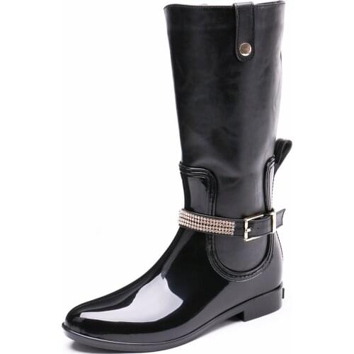 TONGPU Womens Knee High Fashion Rain Boots 58-394