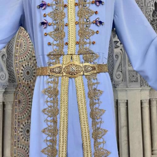 NEOVISSON Gold Silver Color Thin Metal Waist Belt for Women Morocco Caftan Waist Chain Wedding Dress Body Jewelry