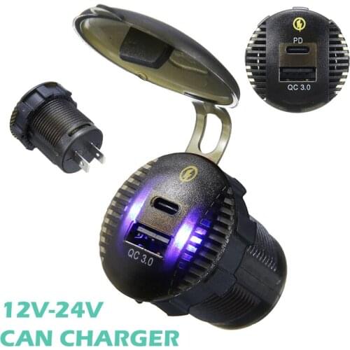 Waterproof 18W QC 3.0 Type-C USB Car Charger Socket Multifunction Cars Fast Charging Connector for motorcycle SUVs UTVs Boats