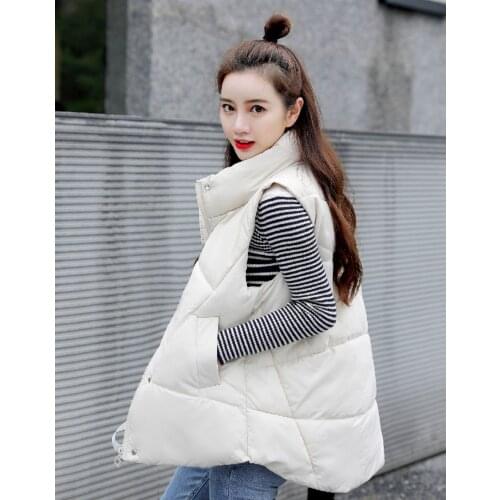 Women Waistcoat 2021 Stand Collar Warm Down Cotton Thicken Sleeveless Fashion Vest Outwear Female Wild Short Jacket