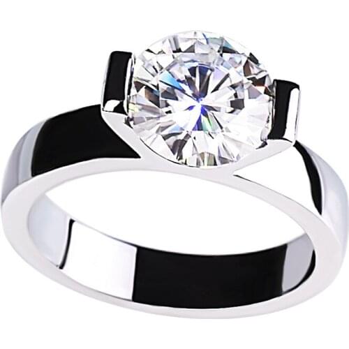 Womens Sterling Silver 925 Ring Big Diamond Jewelry Luxury Engagement Wedding All-match Original Design Exquisite and Elegant