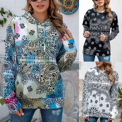 Winter Womens Hooded Sweater Fashion Explosion Printed Drawstring Hooded Long Sleeve Sweater hot sell женские свитера 50