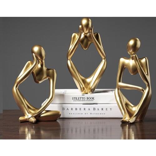 Home Décor Gold Figurine,Shelf Décor Figurine,Small Statue For Home Décor,Modern European Style Resin,Simple Sculpture Figurines