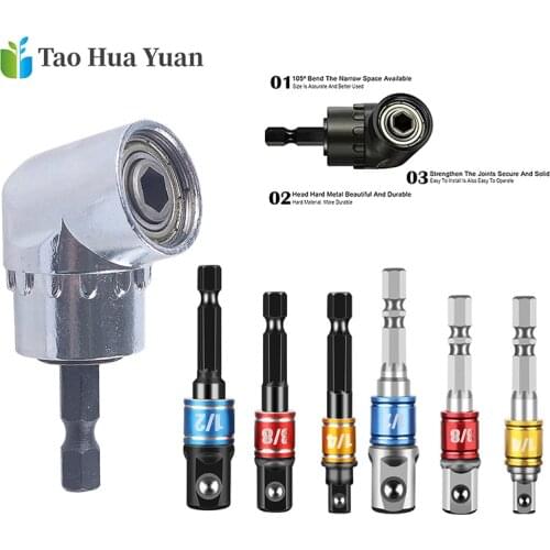 1/3pc Hex Bit 105 Degree Angle Screwdriver Socket Holder Adapter Adjustable Bit Angle 1/4" Connecting Rod Drill Bit Screw Driver