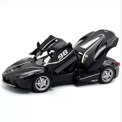 1: 32 Simulation FXX K Sports Car Alloy Car Model Children Sound And Light Toy Car Boy Birthday Christmas Gift Matte black