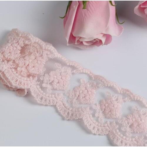 2 Meters Pink Color Garment Decorative Cotton Lace Trim Cotton Embroidery Sewing DIY Crafts New Arrivals 4cm