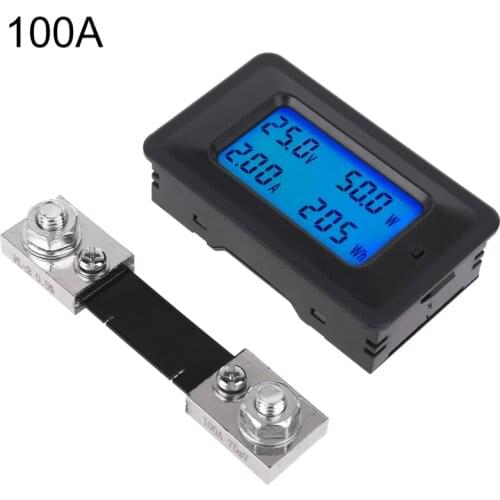 20A/50A/100A Digital DC 8-100V Voltage Current Power Energy Meter Panel Monitor For Electric car, DC power supply, Solar energy