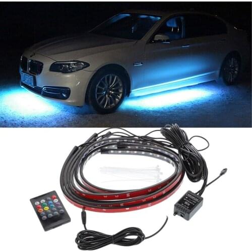 4 x12V bright LED Car Flexible Strip Light Auto RGB Underglow Decorative Atmosphere Lamp Cars Underbody System Light Accessories