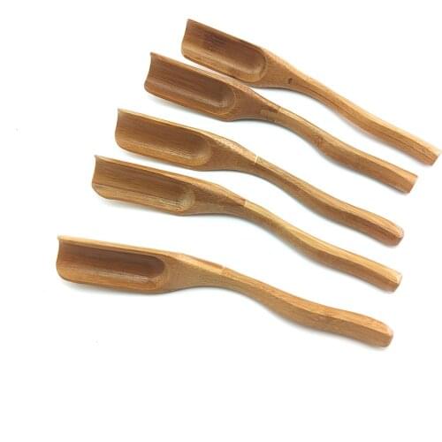 5Pcs Zero Waste Natural Eco-friendly Bamboo Tea Scoop Reusable Portable for Tea Honey Sauce Suger Coffee Delica Retro Style
