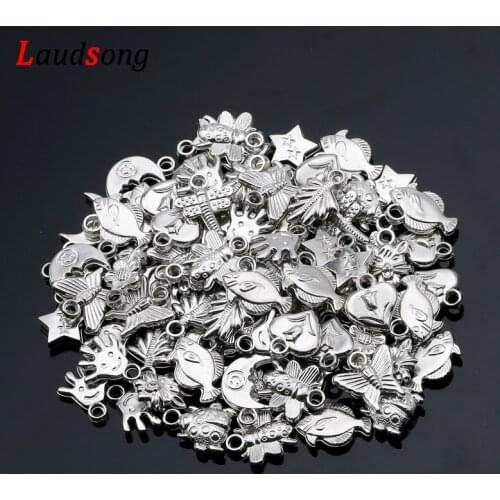 50pcs Rhodium Mixed CCB Acrylic Pendants Charms For Jewelry Making Finding Bracelet Necklace Pendant DIY Accessories 12x19mm