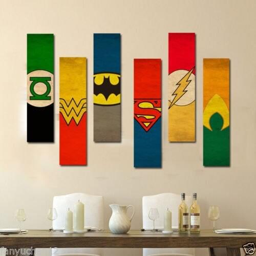 6P# Superhero & Soul # 2015 TOP HOME Decor ART CANVAS hand-painted OIL Painting