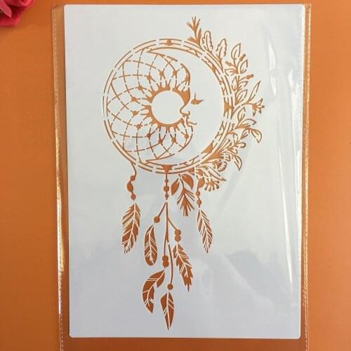 A4 29 * 21cm Moon Mandala DIY Stencils Wall Painting Scrapbook Coloring Embossing Album Decorative Paper Card Template,wall