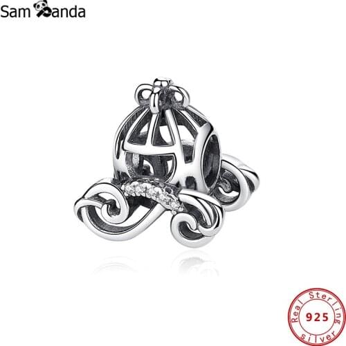 Authentic 100% 925 Sterling Silver 2021 Charms Princess Sandy Pumpkin Car Fit Original Bracelets Women DIY Gift Jewelry