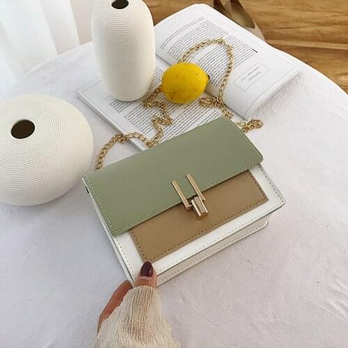 Free Shipping Small bag female 2021 new fashion Korean chain shoulder bag fashion color contrast y lock bag small square bag