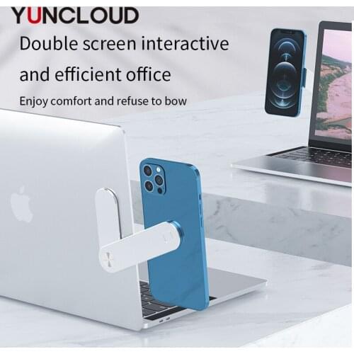 Laptop Phone Holder Aluminum Alloy on Mac Dual Monitor Display Adjustable Phone Stand Laptop Side Mount Connect Bracket