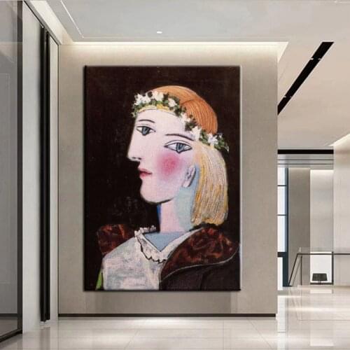Home Decor Nordic Canvas 100% Hand Painted Painting Picasso Modern Girl Bedroom Abstract Minimalist Art Oil Painting Unframed