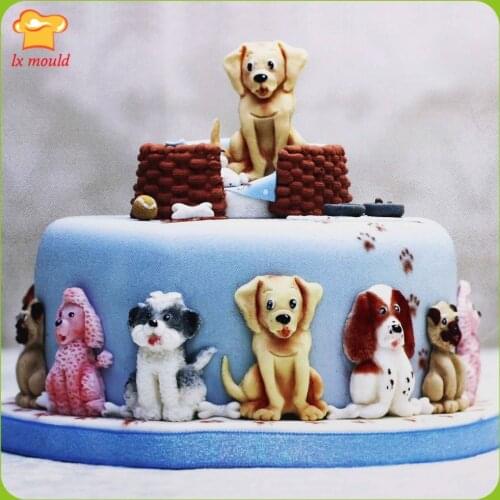 LXYY Mould Variety Cute Puppy Silicone Tool Dry Pace Clay Pet Cat Fontaine Silicone Mold 5 Collection Dog