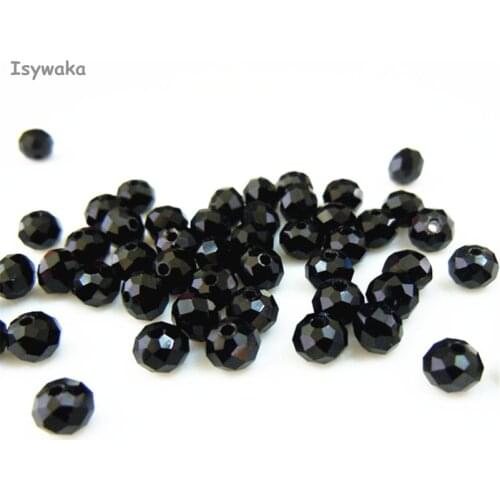 Isywaka Black Color 3*4mm 145pcs Rondelle Austria faceted Crystal Glass Beads Loose Spacer Round Beads for Jewelry Making