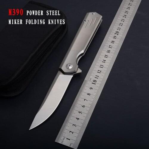 MIKER M390 pocket knife Titanium Alloy Handle Ceramic Ball Bearing folding blade hunting knife camping tactical survival knives