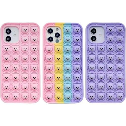 3D Cute Bear soft Squishy case for iphone 12 11 Pro Max X XS XR SE 2020 7 8 Plus Stress-relieving Antistress Sensory Game Cover