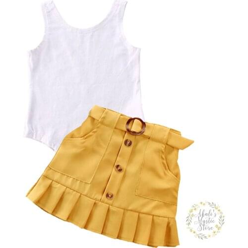 1-5Y Toddler Baby Kid Girl Clothes Set White Bodysuit Romper Tops Ruffles Skirts Outfits Summer Children Girl Costumes