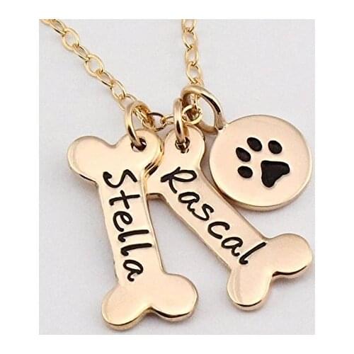 Paw Print Necklace Personalized Customized Jewelry Custom Any Name Drop Shipping YP3115