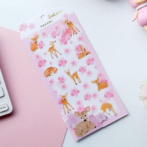 Penguin And Deer Cherry Sakura Nekoni Decorative Stationery Stickers Scrapbooking DIY Diary Album Stick Lable