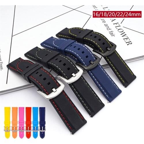 16mm 18mm 20mm 22mm 24mm Sport Silicone Watch Strap Universal Quick Release Wrist Band Bracelet for Huawei watch gt 2/ 2e Pro