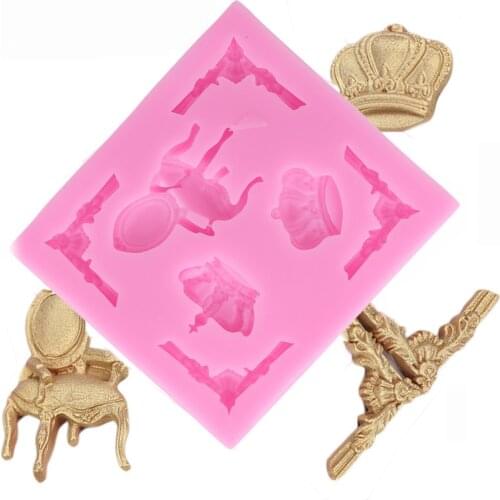 Retro Relief Chair Cake Border Silicone Molds CrownChocolate Gumpaste Cupcake Fondant Cake Decorating Tools