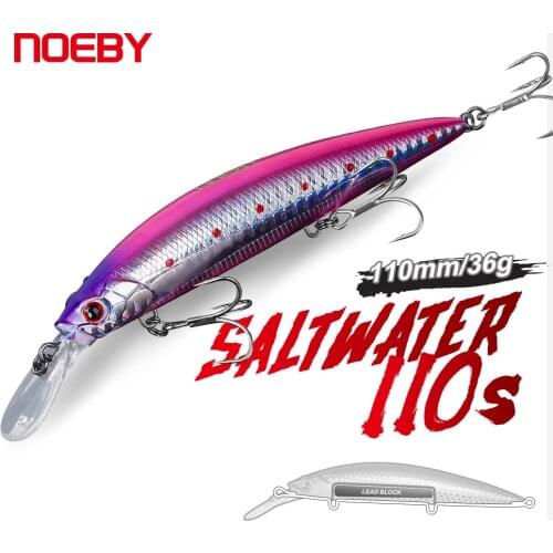 NOEBY Sinking Minnow Fishing Lures 110mm 36g Wobbler Jerkbait Artificial Hard Baits for Sea Bass Pike Winter Tackle Fishing Lure