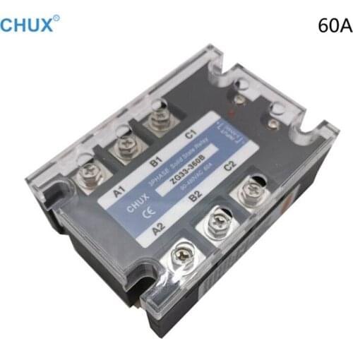 Solid State Relay 60A DC AC Three Phases 3-32VDC to 90-480VAC Solid State Relay SSR DC control AC