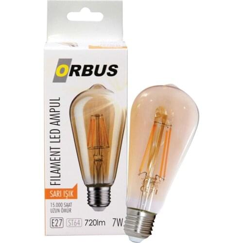 ORBUS pop up ORB-ST7W FILAMENT BULB ST64 7 WATT E27 720 LMN AMBER LED BULB