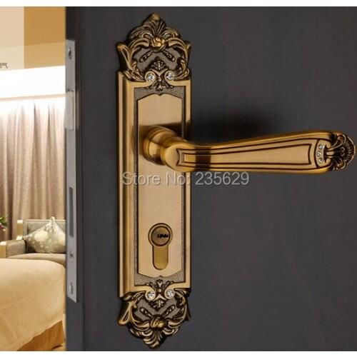 Free Shipping,double bolts mortise lock,European style Exterior&interior handle Door Lock,Antique Bronze finished lock for doors