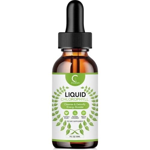 Liquid Chlorophyll Drops Natural Detox Organic Helps with Bad Breath Powerful Antioxidant Anti-Aging Effect
