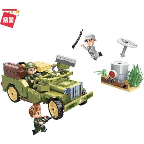 264PCS Enlightenment 21011 Military Series Jeep Raid Assembled Model Boy Assembled Building Block Toy Gift