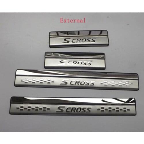 Accessories Door Sill Protectors Guards Scuff Plates Step Panel Entry Cover Overlay Fit For Suzuki Sx4 S-cross 2014 2015