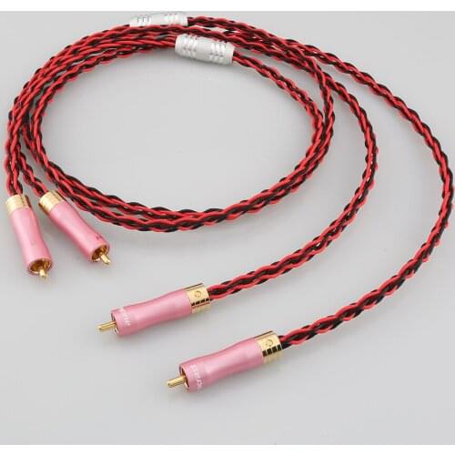 Audiocrast 6AG Silver Plated Audiophile 2RCA Male to 2RCA Male Stereo Audio Cables HIFI