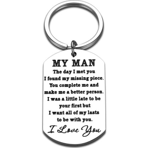 To My Man Keychain I Love You Gift for Hubby Boyfriend Birthday Valentines Day Fiance Groom Wedding Couple Girlfriend Wife