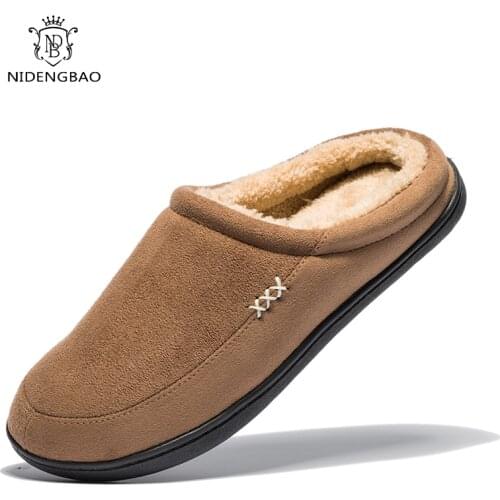 Brand Winter Mens Cotton Slippers Bedroom Thickening Sandals Shoes For Men Fashion Flat Casual Shoes Men Soft Soles Big Size 50