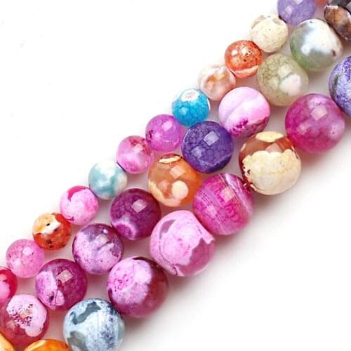 Wholesale Natural Mixed Colorful Agates Gem Round Beads Charms DIY Handmade Jewelry Making Loose Stone Beads Strand 15''6/8/10mm