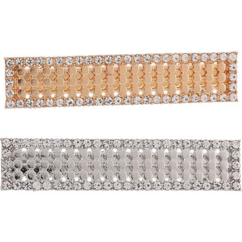 Hot Sale Women Elegant Alloy Rhinestone Metal Square Hair Clips Barrettes Hairpins Female Hair Styling Accessories H014