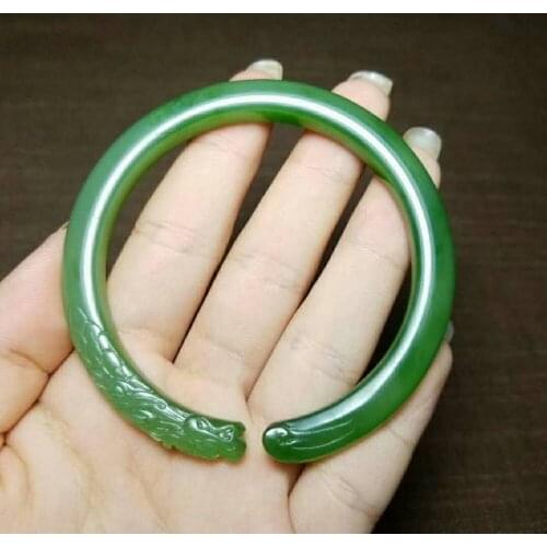 H62#Russian material and Tian Yubing bottom white plus green jasper dragon bracelet
