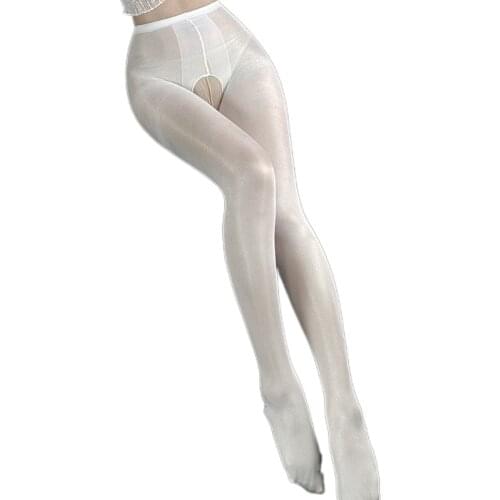 Tights Sexy Womens Transparent Open File Hosiery Seductive Stockings Glossy Pantyhose for Couples Cosplay